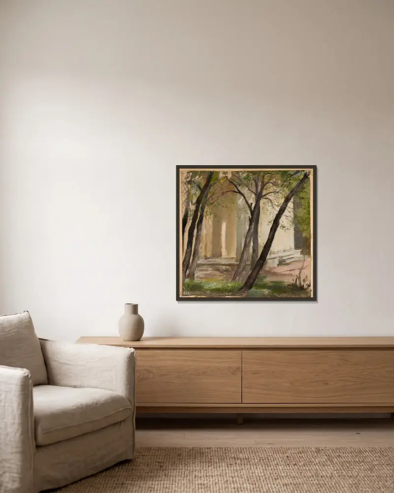 Der Garten der Kunstakademie in Petersburg von Jan Ciągliński gerahmt an einer Wand