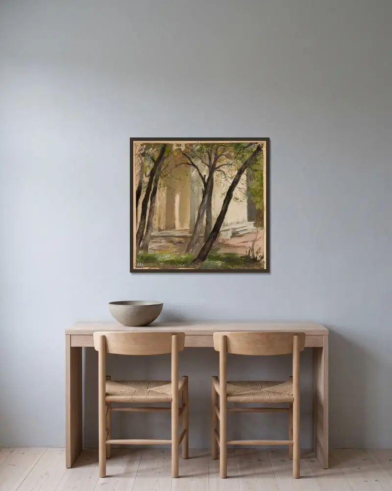Der Garten der Kunstakademie in Petersburg von Jan Ciągliński gerahmt an einer Wand