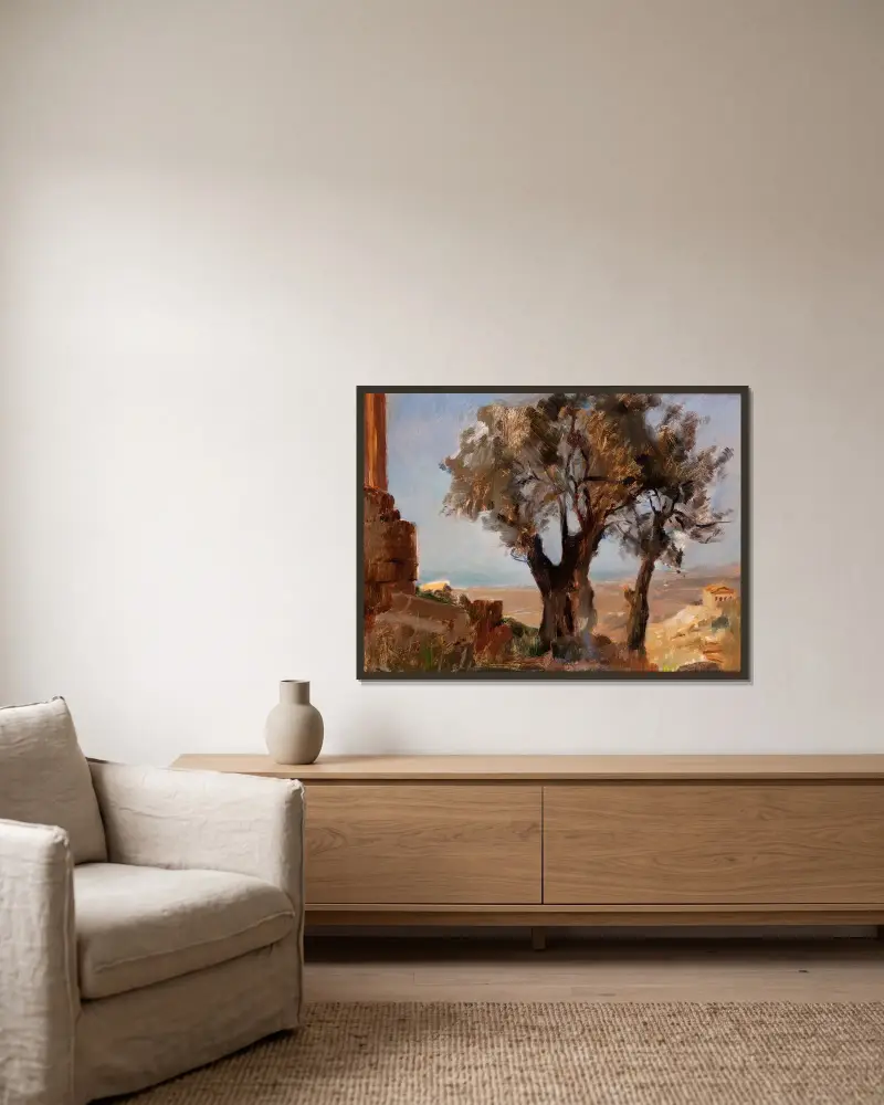 Girgenti (Trees) av Jan Ciągliński inramad på en vägg