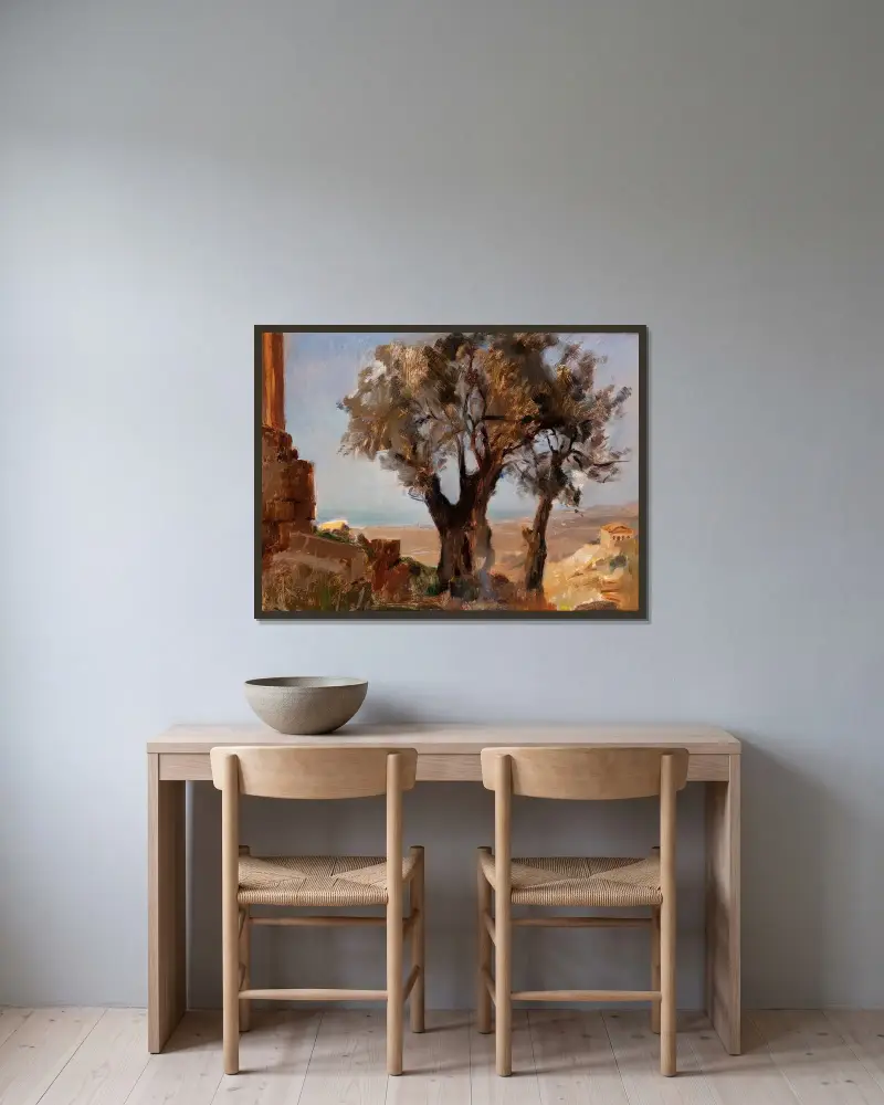 Girgenti (Trees) av Jan Ciągliński inramad på en vägg