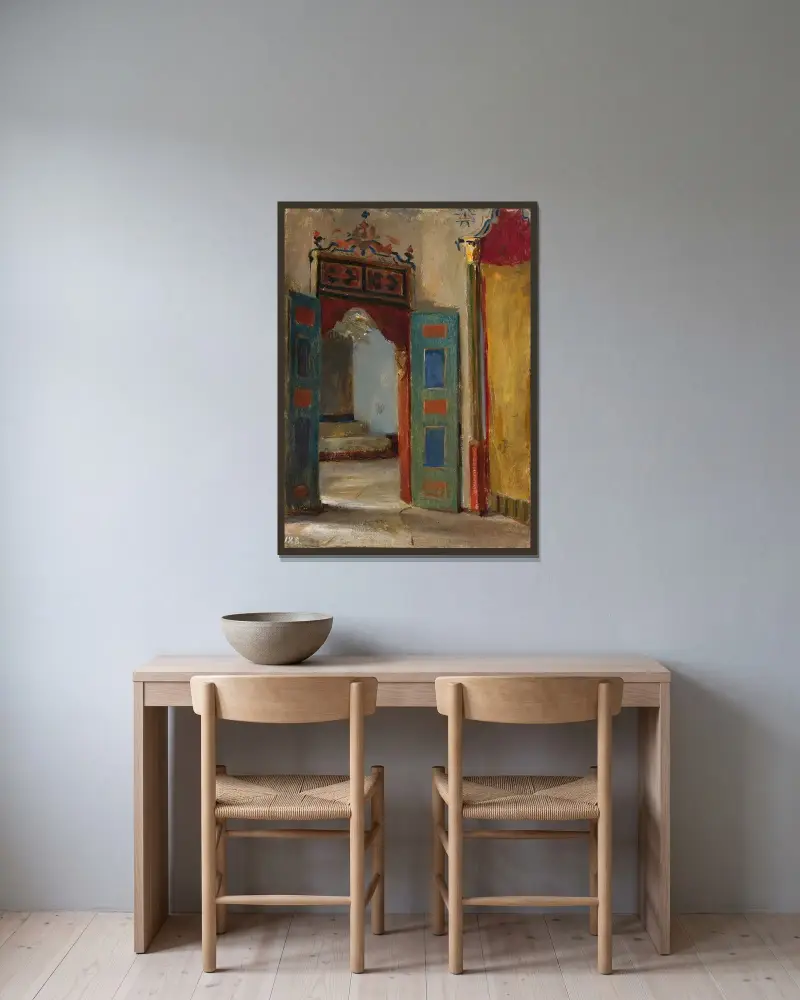 Interieur des Khanpalastes in Bachtschissarai. Von der Reise auf die Krim von Jan Ciągliński gerahmt an einer Wand