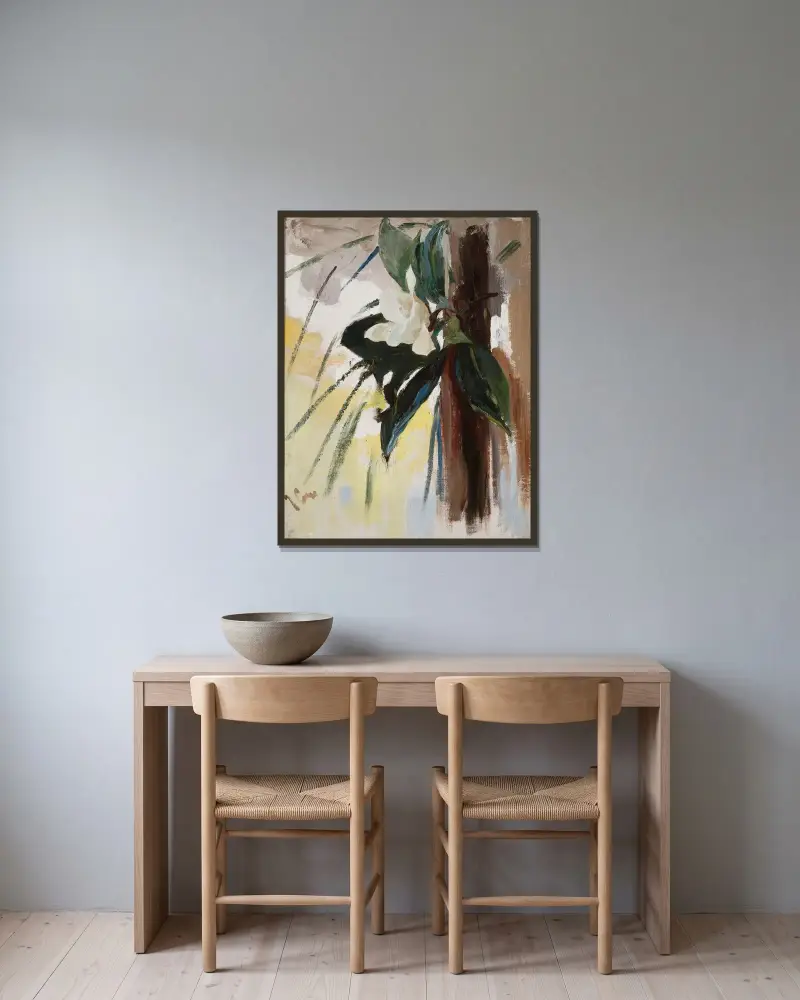 Magnolior av Jan Ciągliński inramad på en vägg