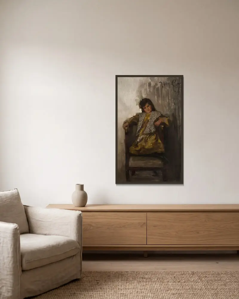 Portret dziewczynki, córki pani Sachar, Jan Ciągliński w ramie na ścianie