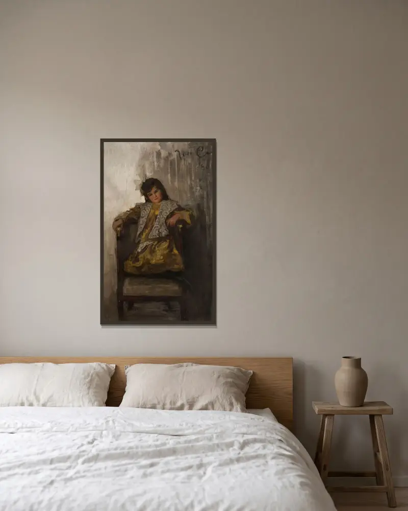 Portret dziewczynki, córki pani Sachar, Jan Ciągliński w ramie na ścianie