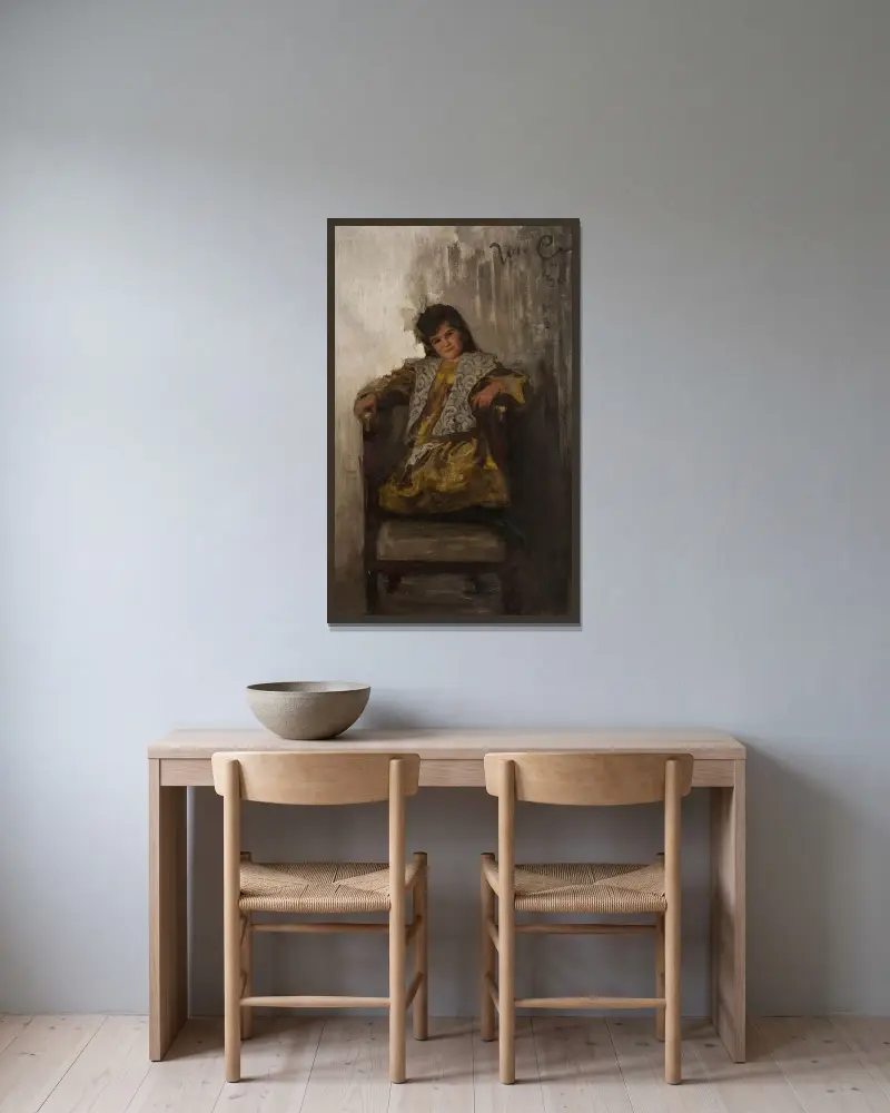 Portret dziewczynki, córki pani Sachar, Jan Ciągliński w ramie na ścianie