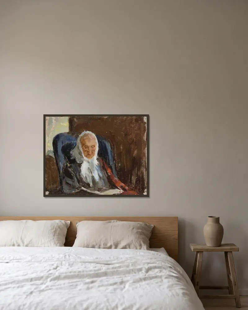 Porträtt av Maria Petrovna Rubtsova, mormor till konstnären Rubtsov av Jan Ciągliński inramad på en vägg