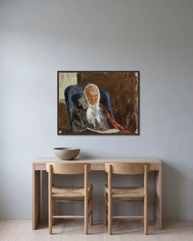 Porträtt av Maria Petrovna Rubtsova, mormor till konstnären Rubtsov av Jan Ciągliński inramad på en vägg