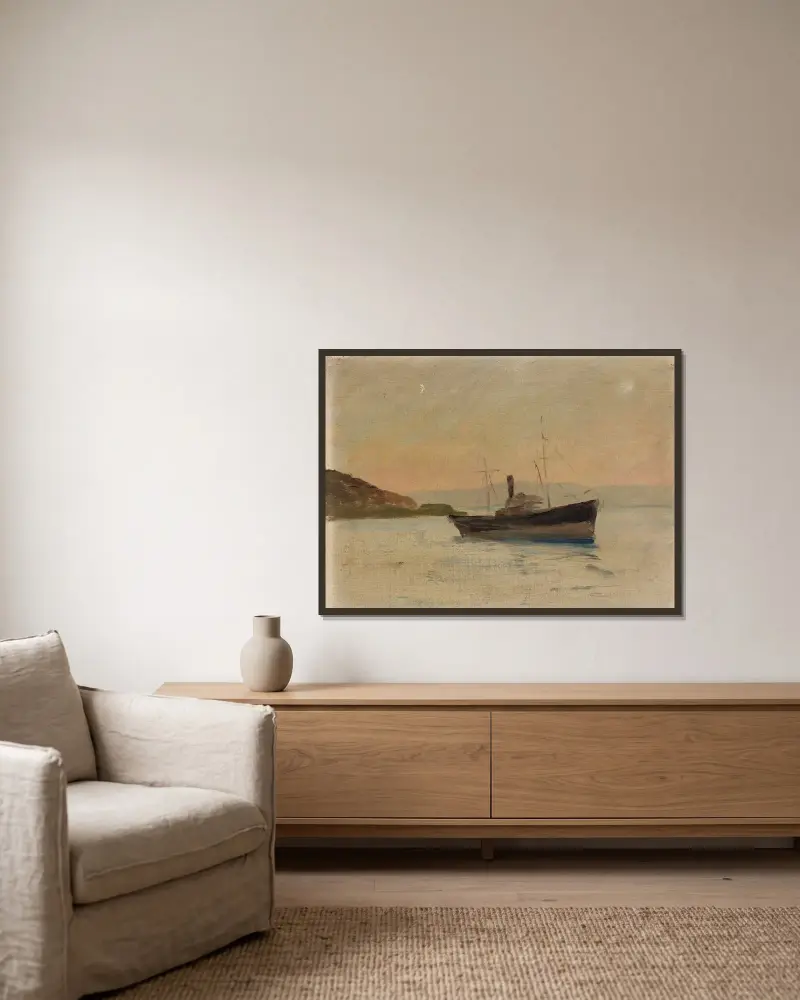 Ship on the Black Sea. From the journey to Constantinople av Jan Ciągliński inramad på en vägg