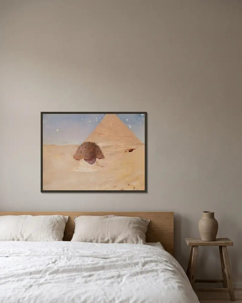 Sfinxen om natten. Från resan till Egypten av Jan Ciągliński inramad på en vägg