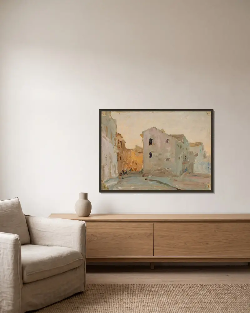 Syrakusa (arkitektoniskt fragment) av Jan Ciągliński inramad på en vägg