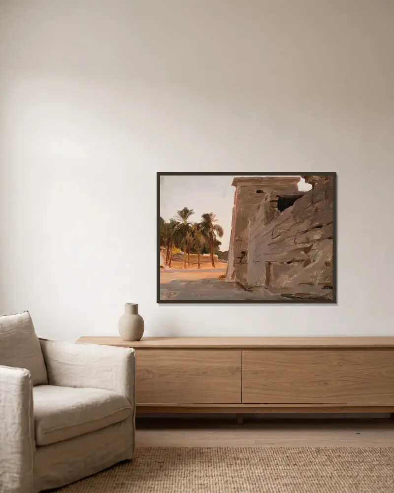 Der Tempel des Chonsu in Karnak. Von der Reise nach Ägypten von Jan Ciągliński gerahmt an einer Wand