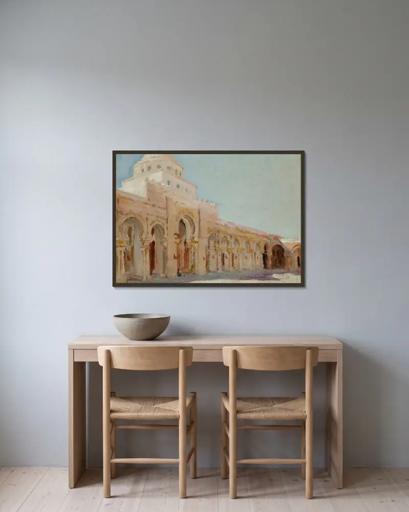 Den stora moskén i Kairouan – Tunisien av Jan Ciągliński inramad på en vägg