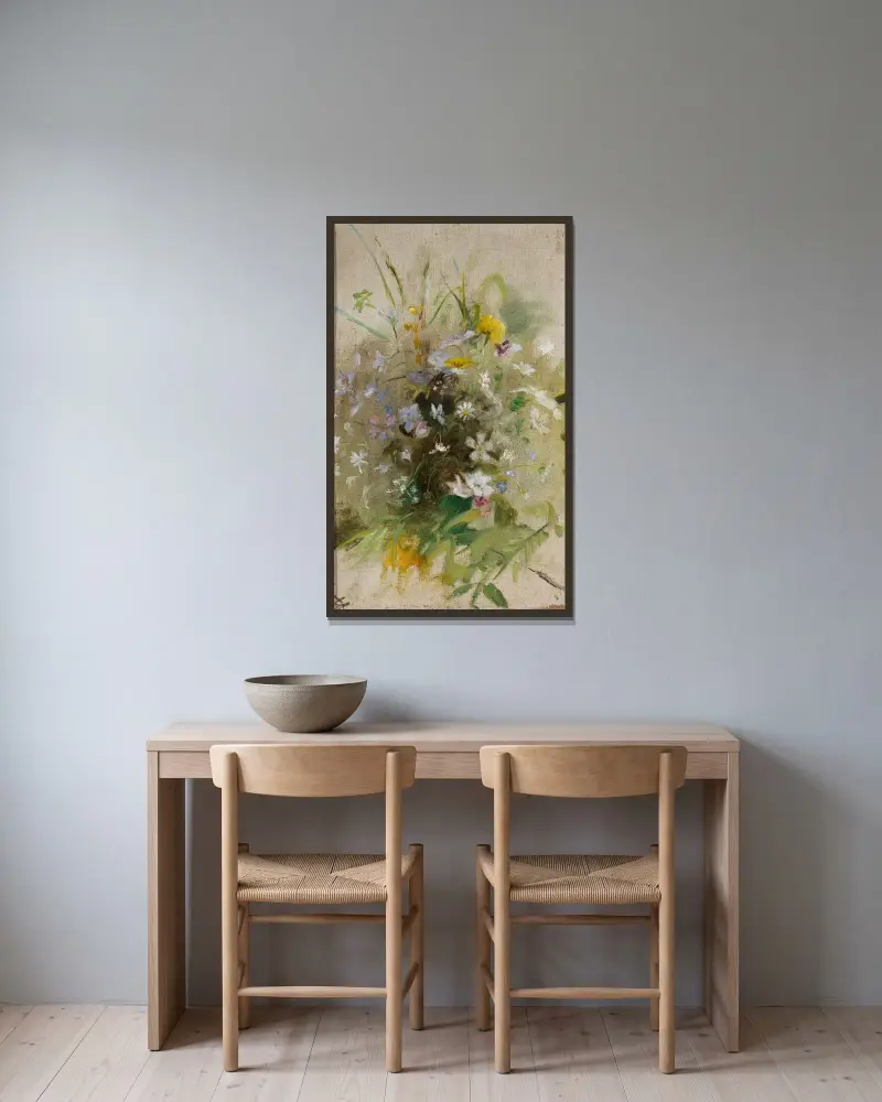 Vilda blommor av Jan Ciągliński inramad på en vägg