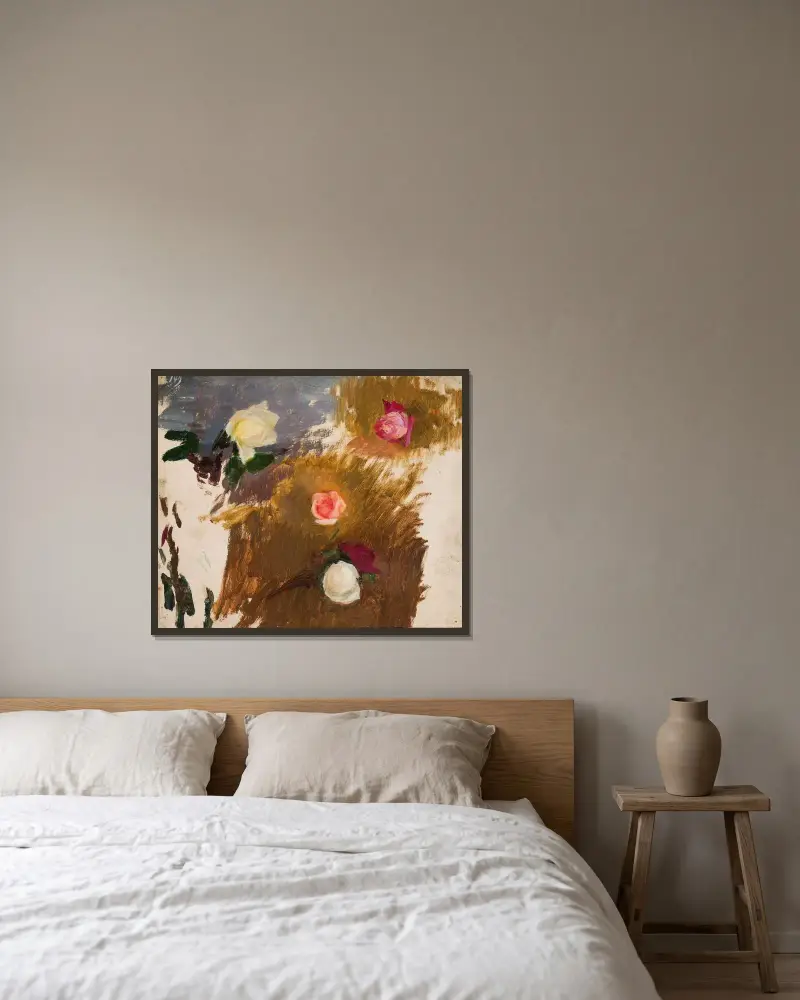 Jalta – blommor av Jan Ciągliński inramad på en vägg