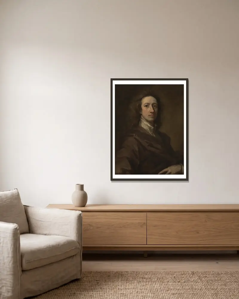 Cornelis de Bruyn (1652–1727), Sir Godfrey Kneller v rámu na stěně