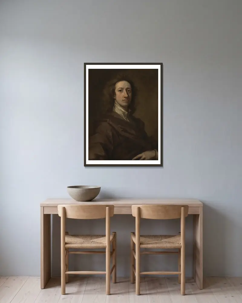 Cornelis de Bruyn (1652–1727), Sir Godfrey Kneller v rámu na stěně