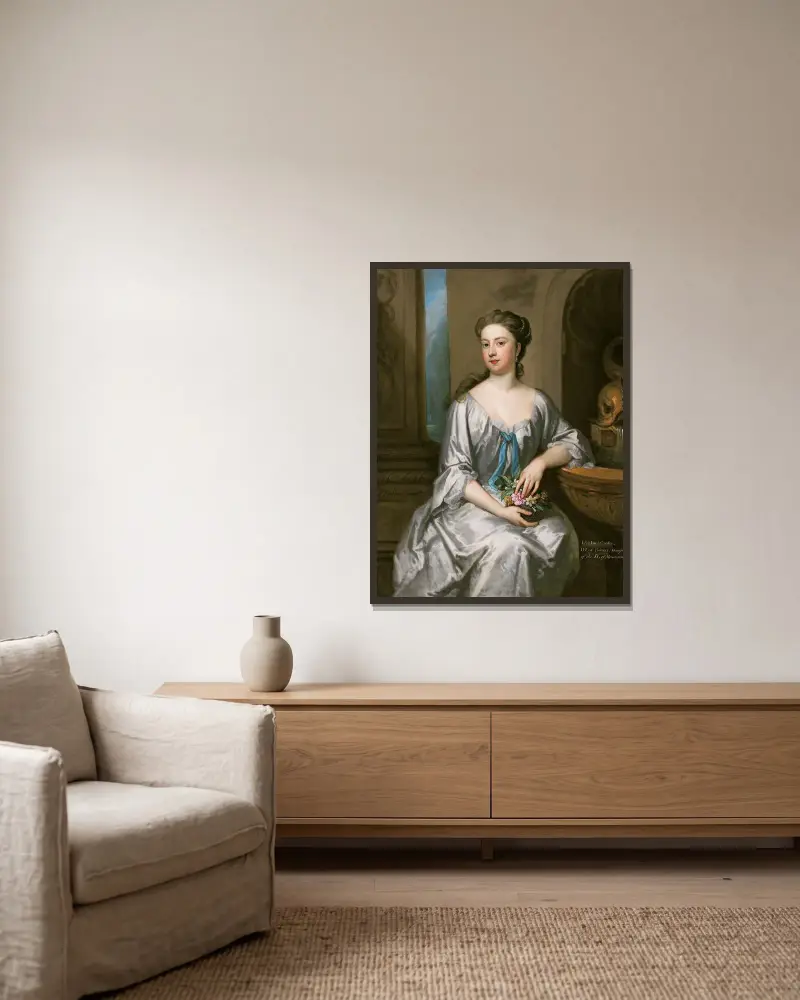 Lady Henrietta Crofts, Duchess of Bolton av Sir Godfrey Kneller inramad på en vägg