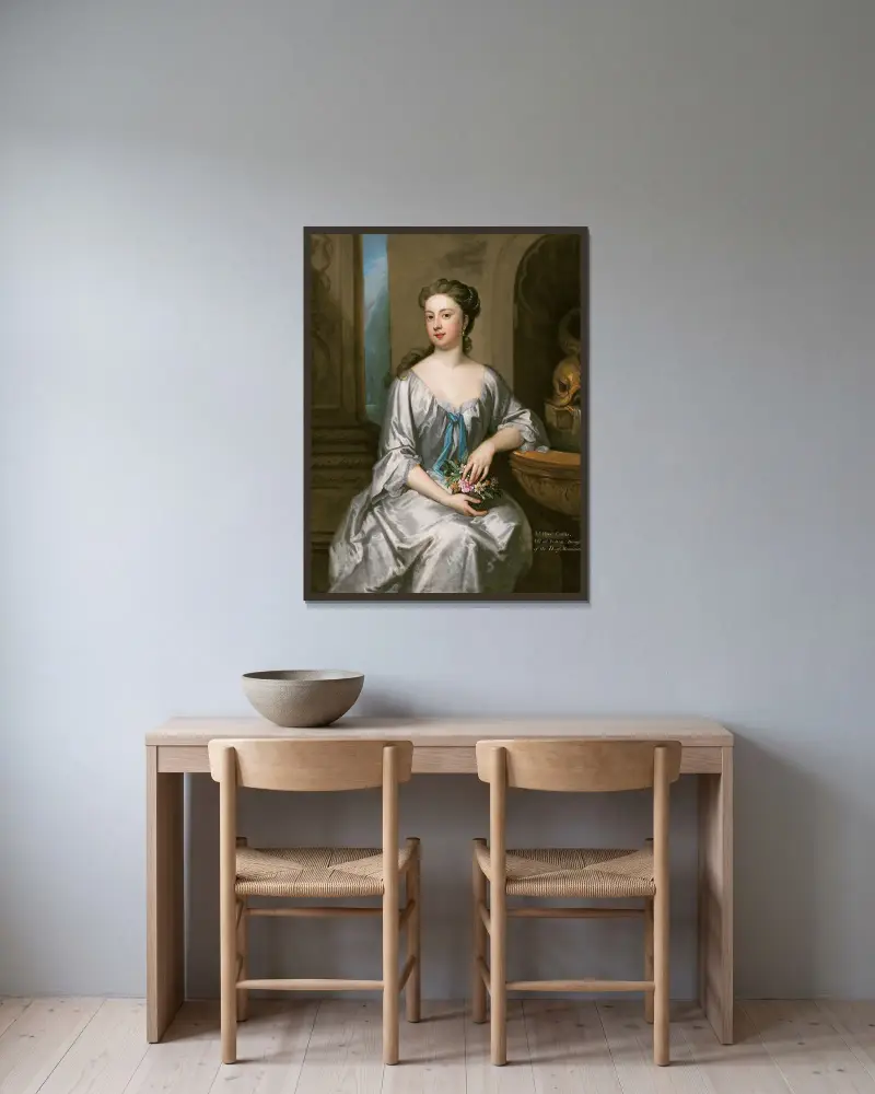 Lady Henrietta Crofts, Duchess of Bolton av Sir Godfrey Kneller inramad på en vägg