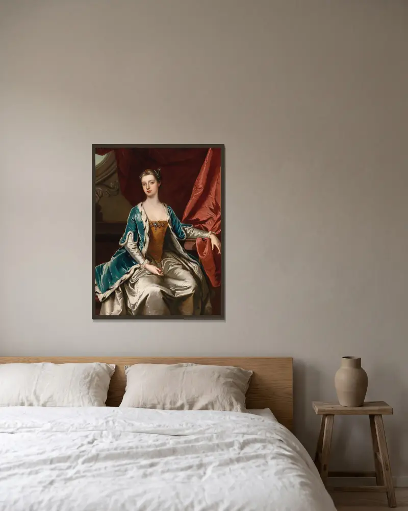 Portret damy, tradycyjnie identyfikowanej jako Lady Mary Wortley Montagu, Sir Godfrey Kneller w ramie na ścianie