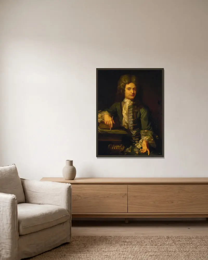 Portrait of a Young Man av Sir Godfrey Kneller inramad på en vägg