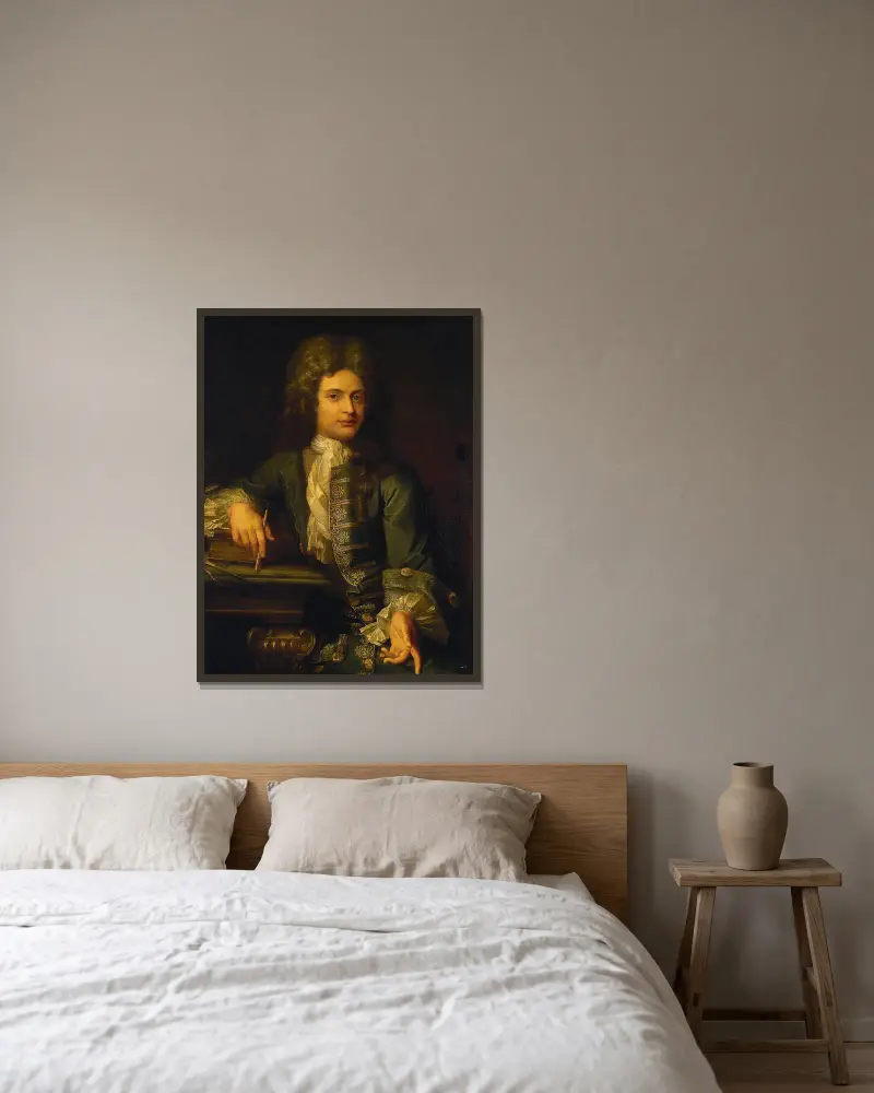 Portrait of a Young Man av Sir Godfrey Kneller inramad på en vägg