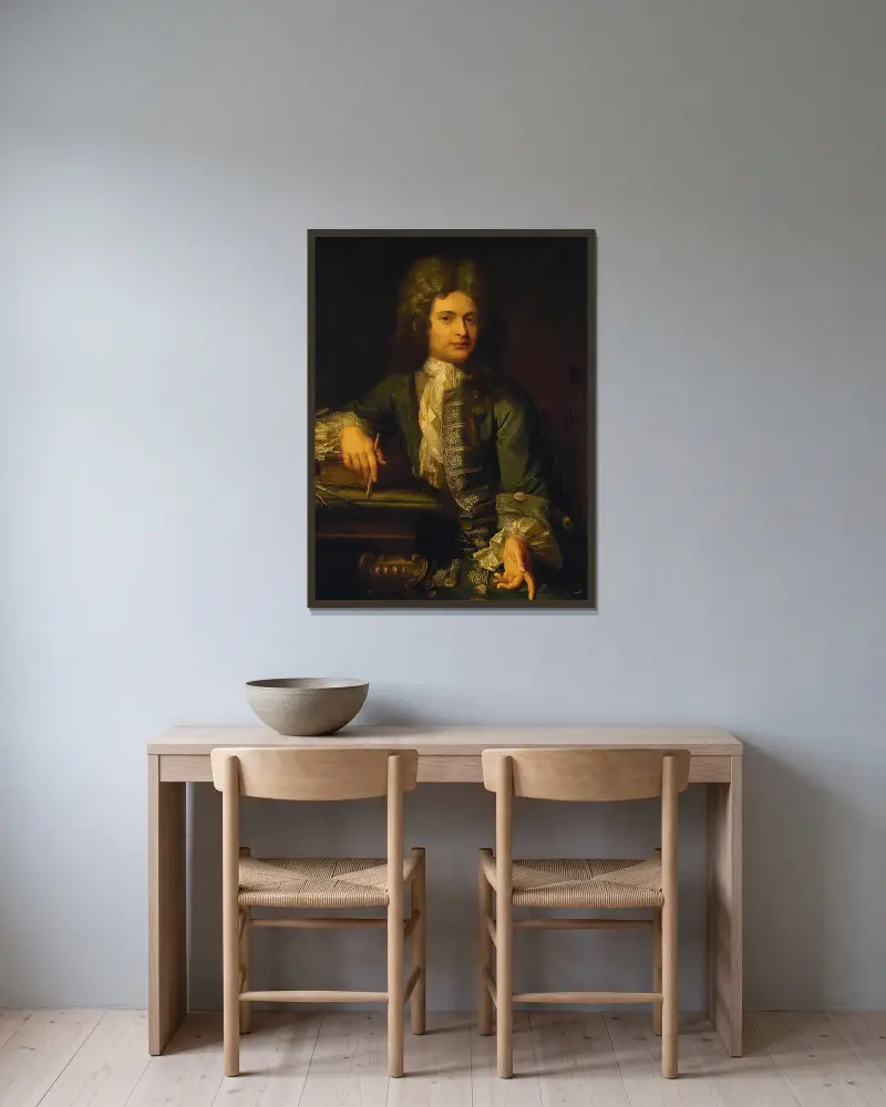 Portrait of a Young Man av Sir Godfrey Kneller inramad på en vägg