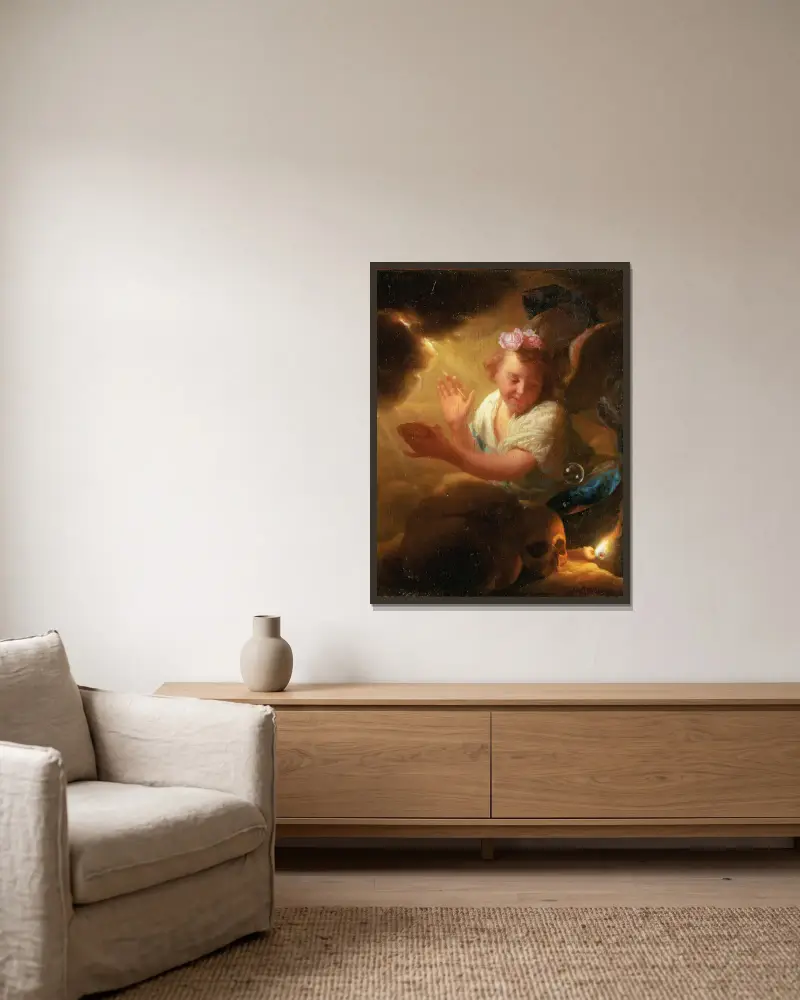 Allegory of human life av Godfried Schalcken inramad på en vägg