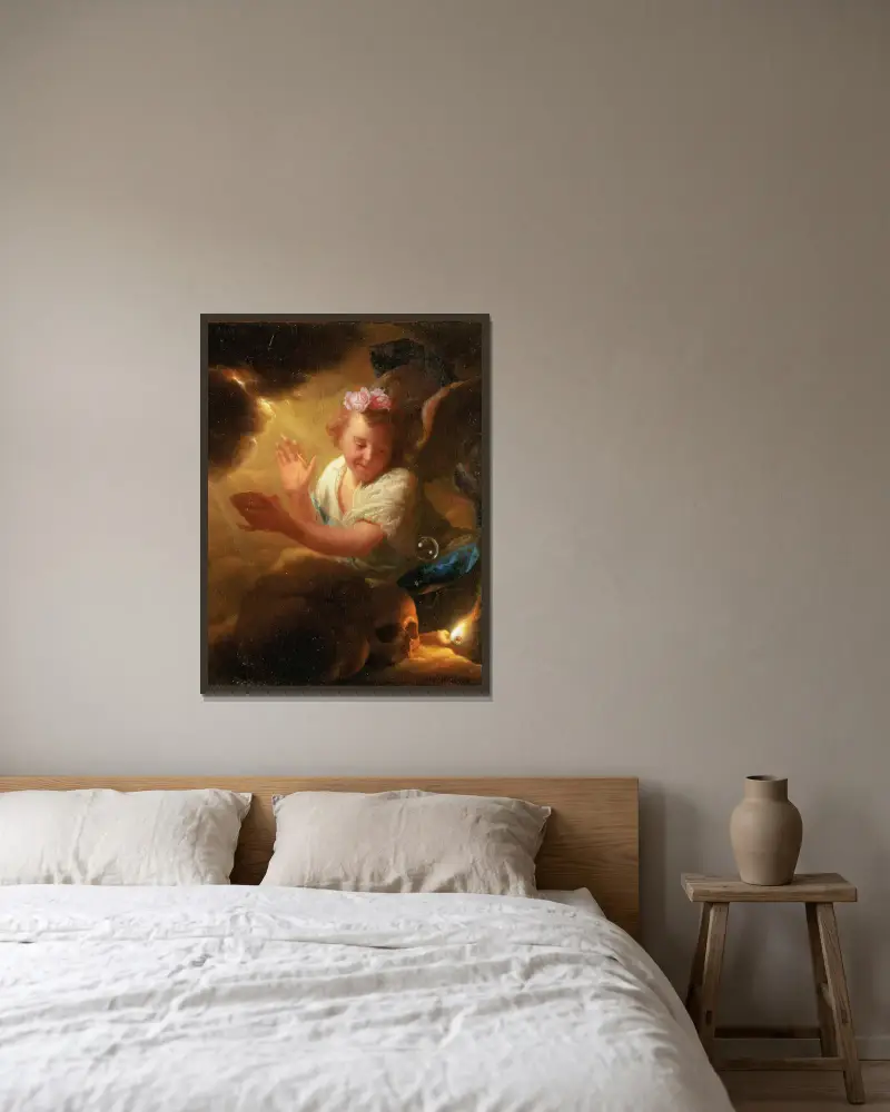 Allegory of human life av Godfried Schalcken inramad på en vägg