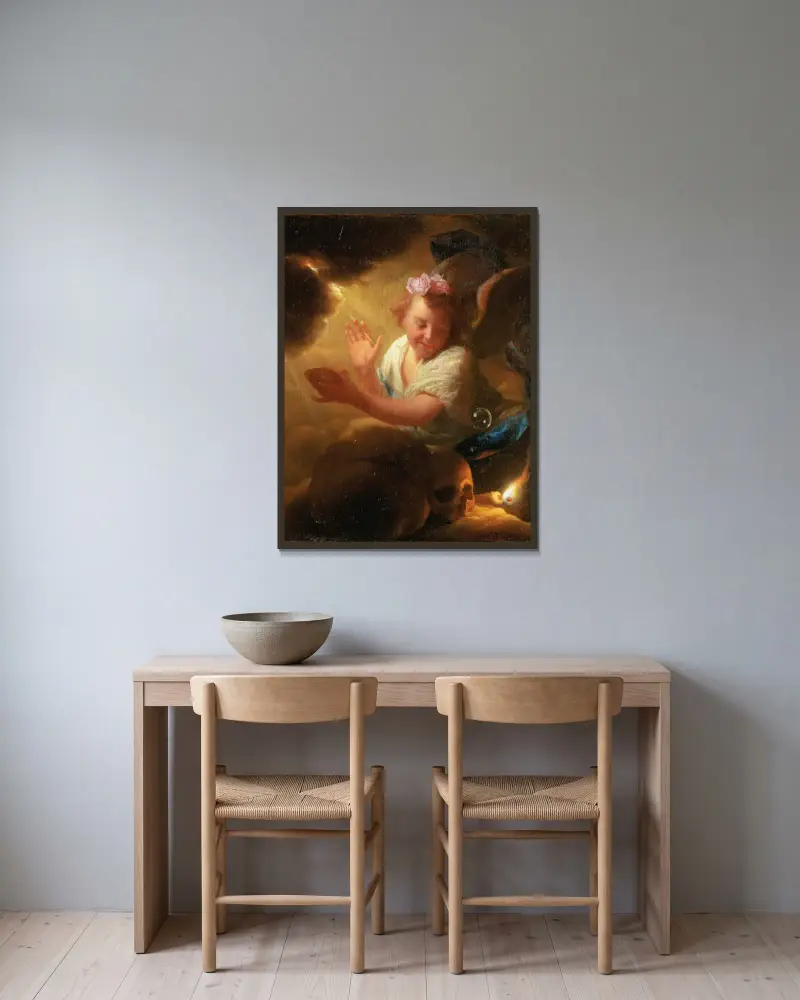 Allegory of human life av Godfried Schalcken inramad på en vägg
