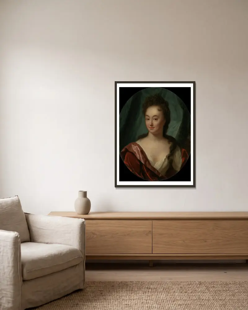 Anna Maria Gool av Godfried Schalcken inramad på en vägg