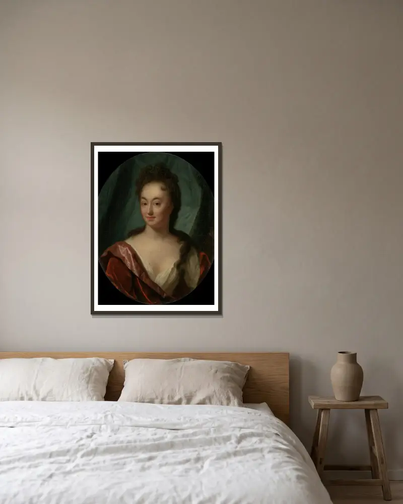 Anna Maria Gool av Godfried Schalcken inramad på en vägg