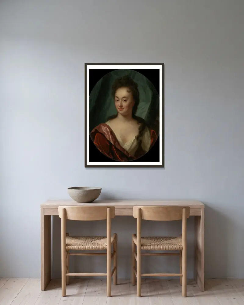 Anna Maria Gool av Godfried Schalcken inramad på en vägg