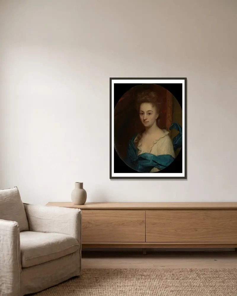 Portrait of Josina Clara van Citters (1671-1753), daughter of Josina Parduyn av Godfried Schalcken inramad på en vägg