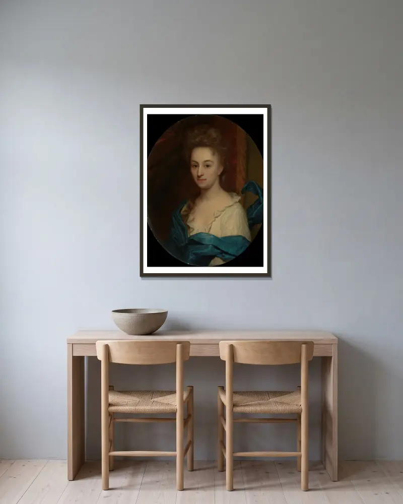 Portrait of Josina Clara van Citters (1671-1753), daughter of Josina Parduyn av Godfried Schalcken inramad på en vägg
