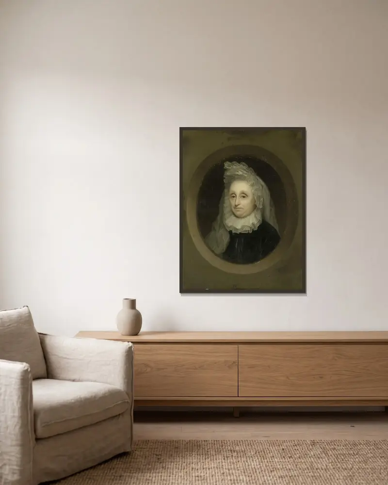 Portrait of Josnia Parduyn (1642-1718), second wife of Aernout van Citters av Godfried Schalcken inramad på en vägg