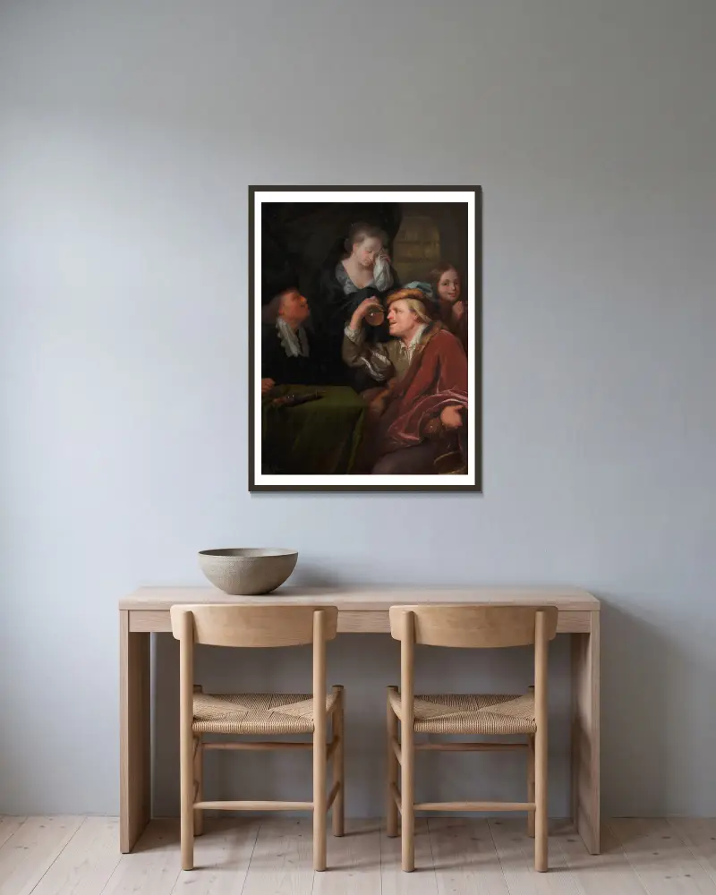 Die Untersuchung des Arztes von Godfried Schalcken gerahmt an einer Wand