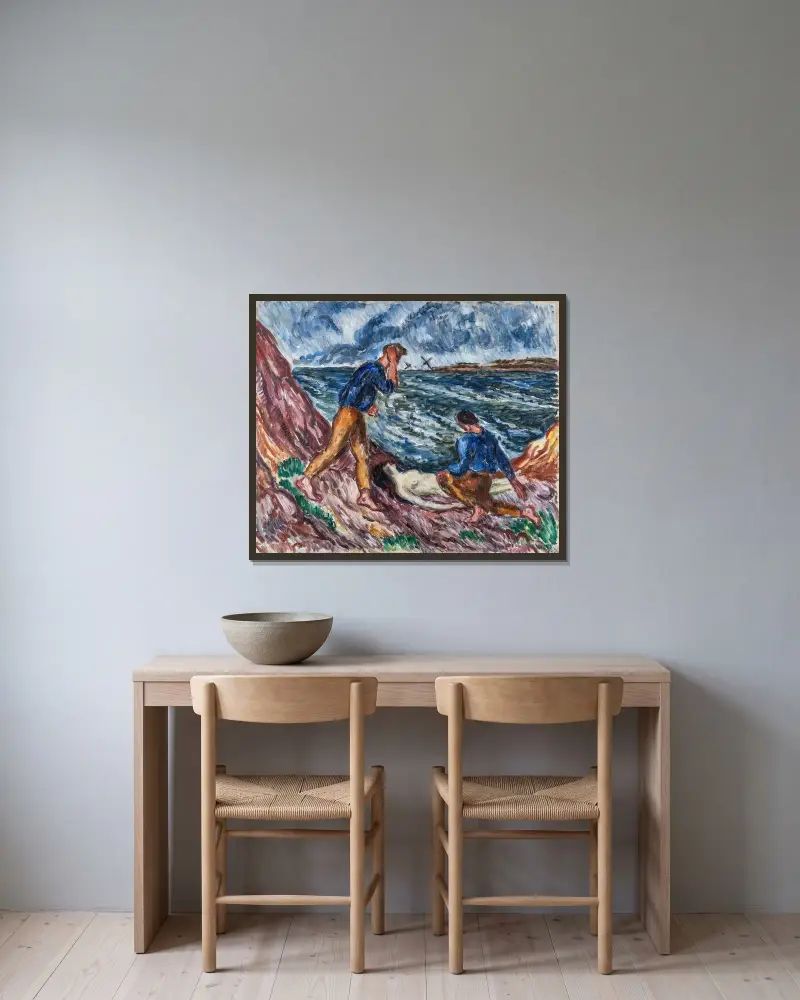 Found on the Shore av Gösta Sandels inramad på en vägg