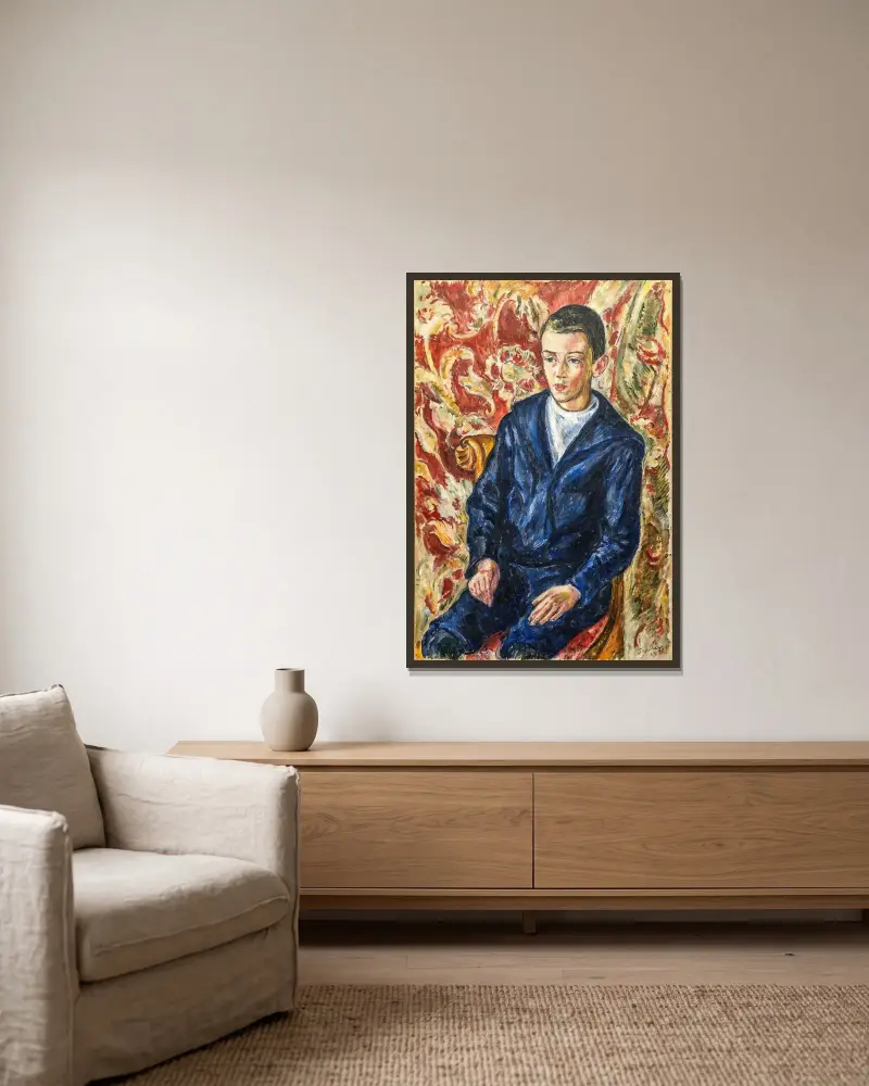 Portrait of a Boy av Gösta Sandels inramad på en vägg