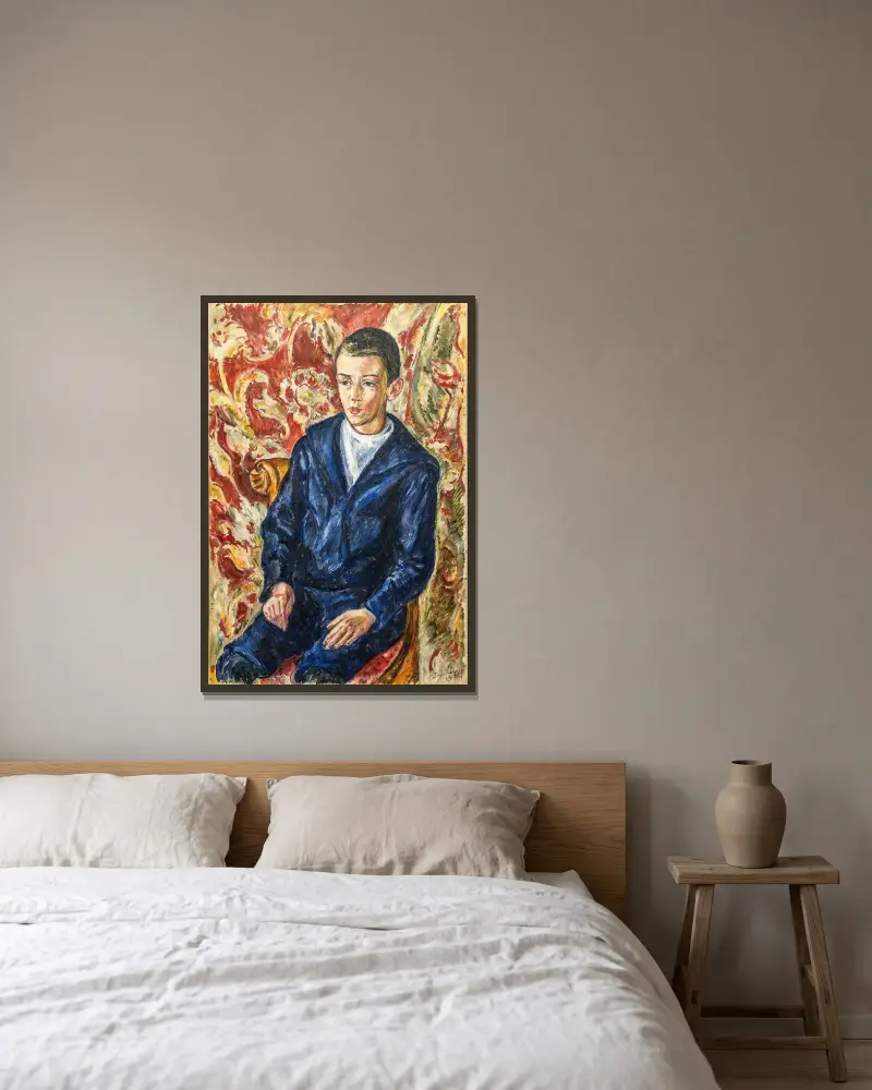 Portrait of a Boy av Gösta Sandels inramad på en vägg