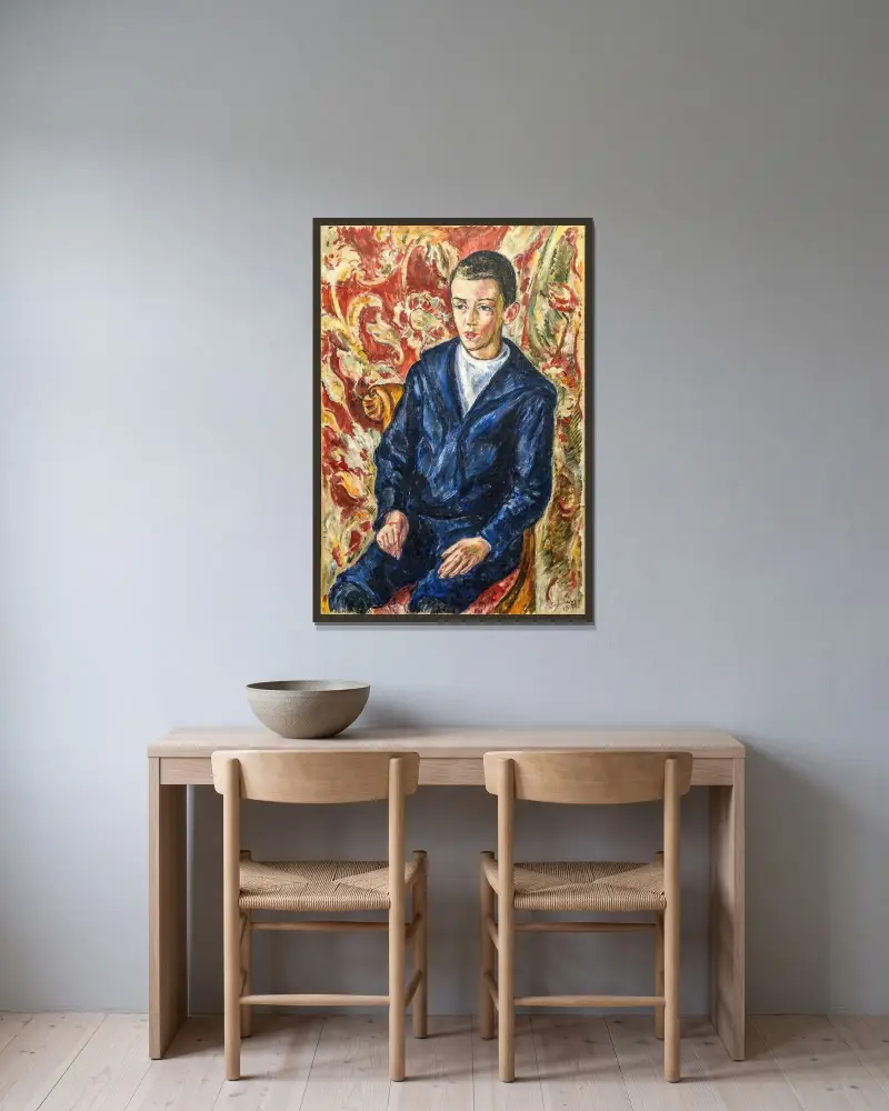 Portrait of a Boy av Gösta Sandels inramad på en vägg