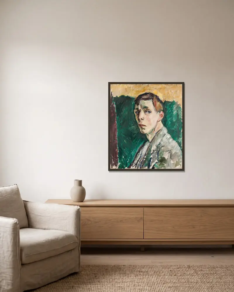 Self Portrait av Gösta Sandels inramad på en vägg