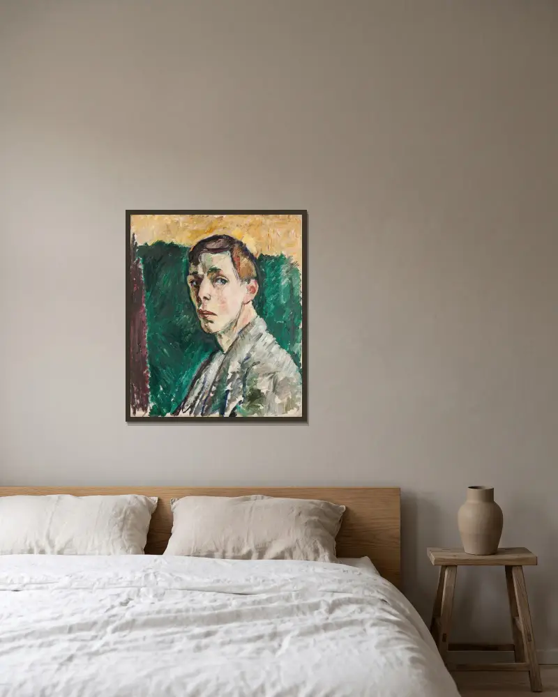 Self Portrait av Gösta Sandels inramad på en vägg