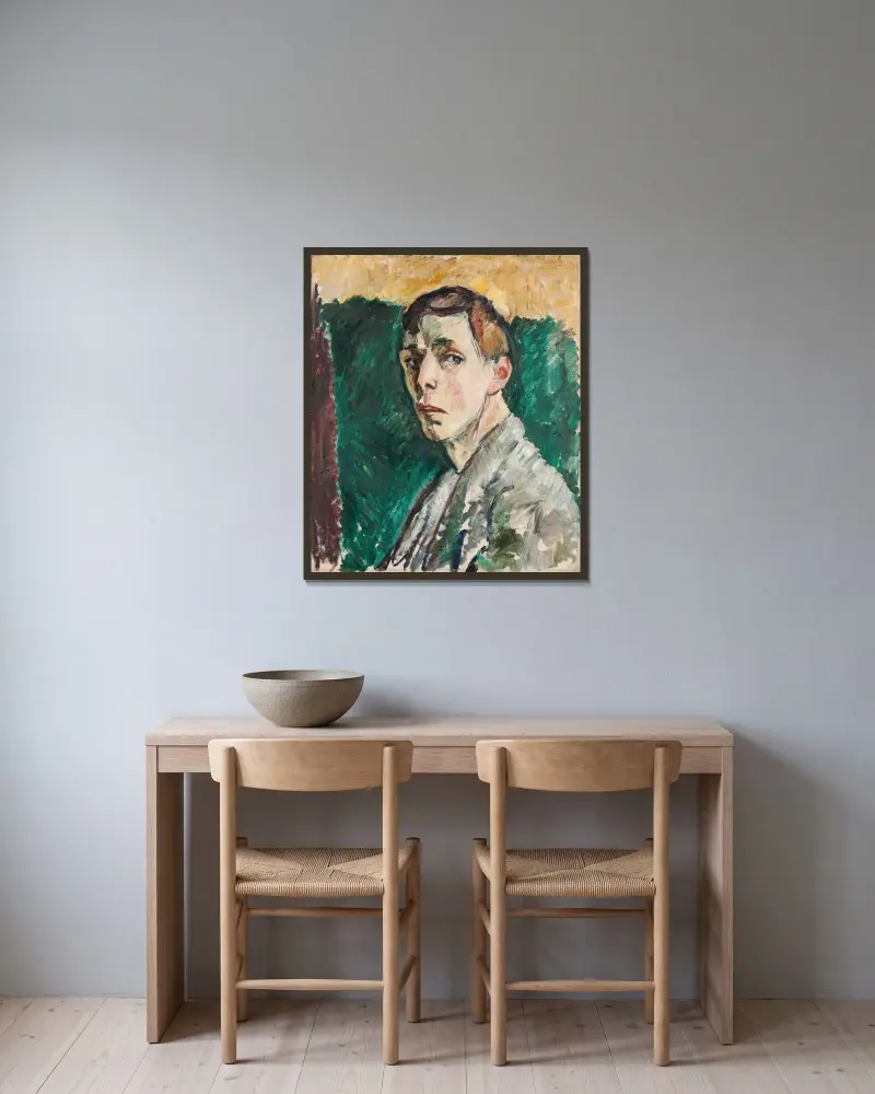 Self Portrait av Gösta Sandels inramad på en vägg