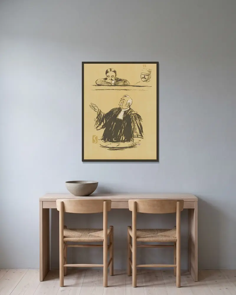 Bolo-Pacha et maître Albert Salles av Georges Goursat (Sem) inramad på en vägg