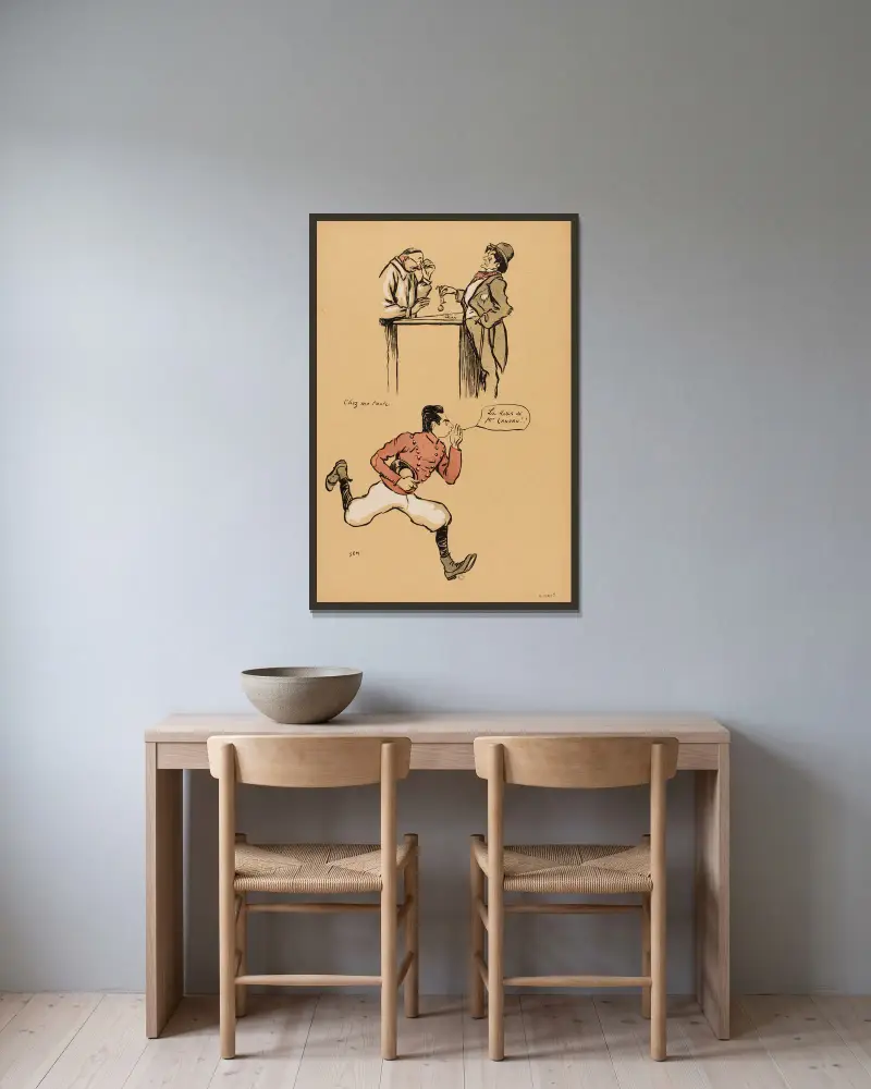 Bei meiner Tante von Georges Goursat (Sem) gerahmt an einer Wand