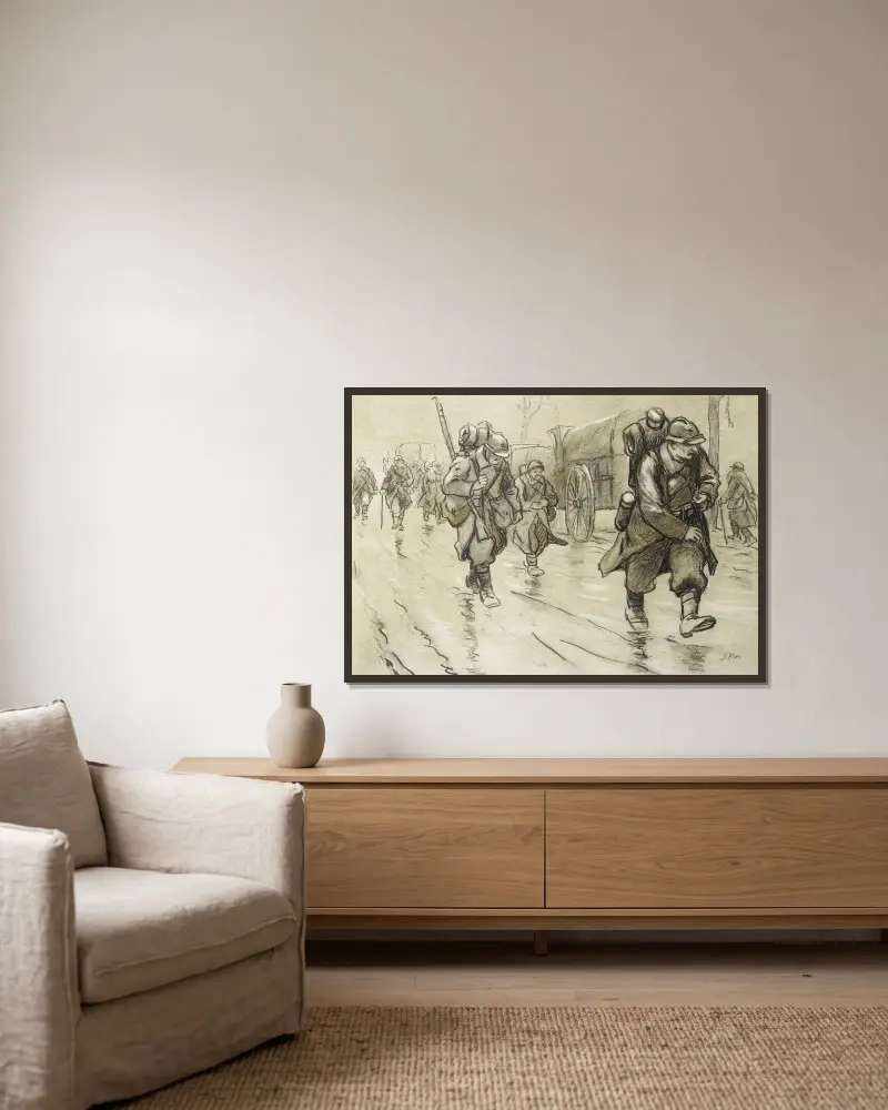 Konvoi auf der Straße von Georges Goursat (Sem) gerahmt an einer Wand