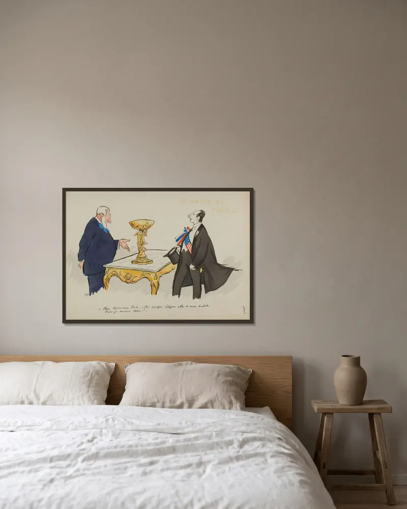 La coupe du tango ; M Boin, A de Fouquières av Georges Goursat (Sem) inramad på en vägg