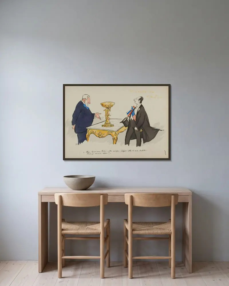 La coupe du tango ; M Boin, A de Fouquières av Georges Goursat (Sem) inramad på en vägg