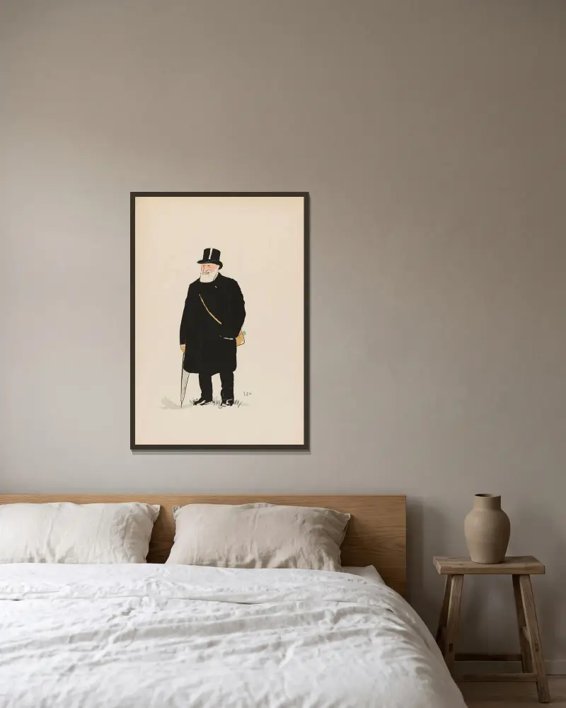 Monsieur Paul Aumont av Georges Goursat (Sem) inramad på en vägg