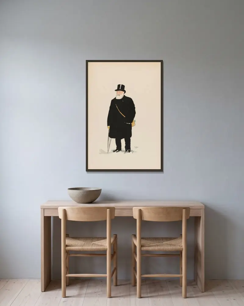 Monsieur Paul Aumont av Georges Goursat (Sem) inramad på en vägg